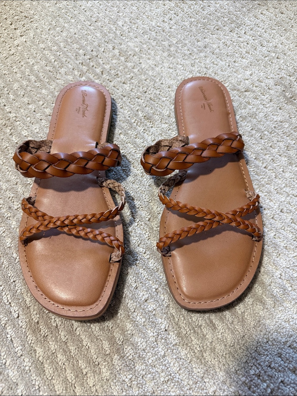 Universal Thread Braided Tan Slide Sandals